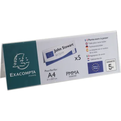 Exacompta Tischnamensschild 84358D PMMA 300x105mm 5St. Exacompta Tischnamensschild 84358D PMMA 300x105mm 5St.