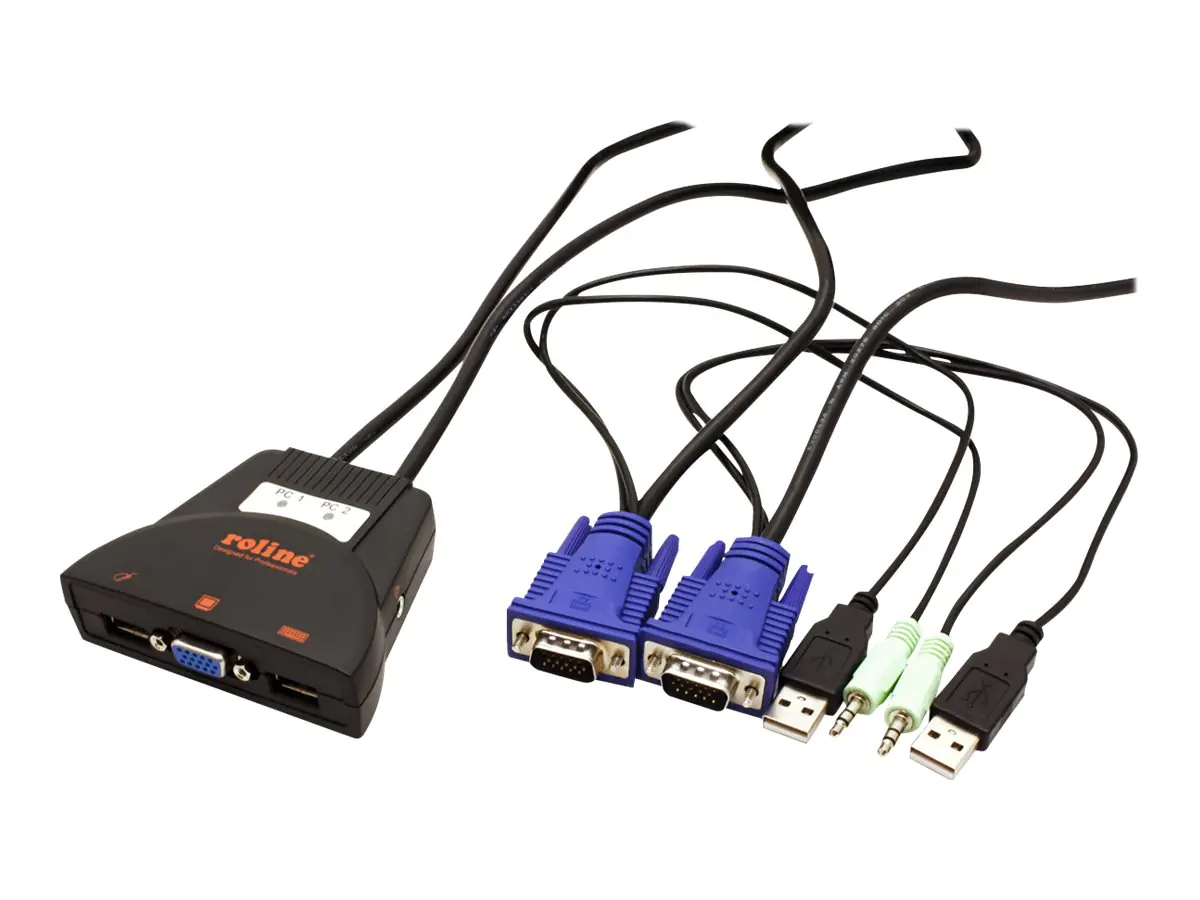 ROLINE KVM 'Star' Switch - KVM-/Audio-Switch - 2 x KVM/Audio - 1 lokaler Benutzer - Desktop