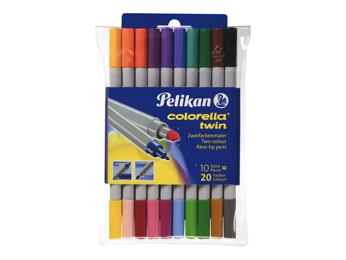Pelikan Colorella twin C 304 - Duo-Fasermaler - nicht dauerhaft - für Textil - verschiedene Farben - 1-2 mm (Packung mit 10) 949511