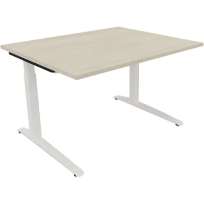 Schreibtisch Kufe Einzels. Quadrat B1200xT1000xH650-850 ws/Akazie hell