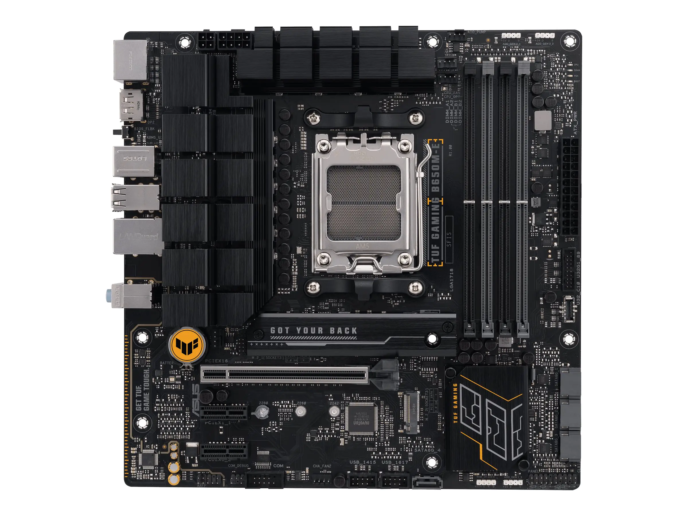 ASUS TUF GAMING B650M-E - Motherboard - micro ATX - Socket AM5 - AMD B650 Chipsatz - USB-C 3.2 Gen2, USB 3.1 Gen 2, USB 3.2 Gen 2, USB-C 3.2 Gen 1 - 2.5 Gigabit LAN - Onboard-Grafik (CPU erforderlich) 90MB1FU0-M0EAY0