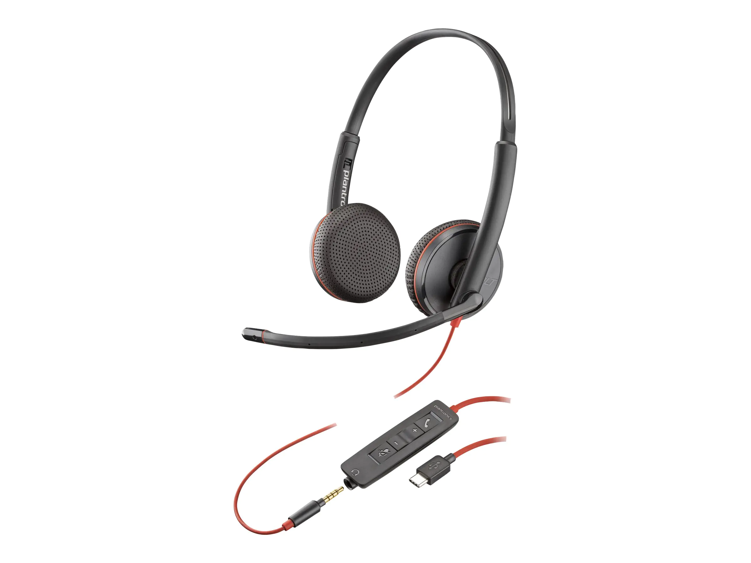 Poly Blackwire C3225 - Blackwire 3200 Series - Headset - On-Ear - kabelgebunden - USB-C, 3,5 mm Stecker - Schwarz - Skype-zertifiziert, Cisco Jabber Certified, Avaya Certified