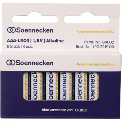 Soennecken Batterie 80002 Micro AAA LR03 1,5 V 8 St./Pack Soennecken Batterie 80002 Micro AAA LR03 1,5 V 8 St./Pack