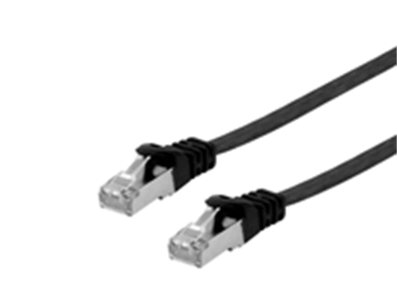 Equip Cat.6A U/FTP Flat Patchkabel, 2m, Schwarz, 2 m, Cat6a, U/FTP (STP), RJ-45, RJ-45, Schwarz 607691