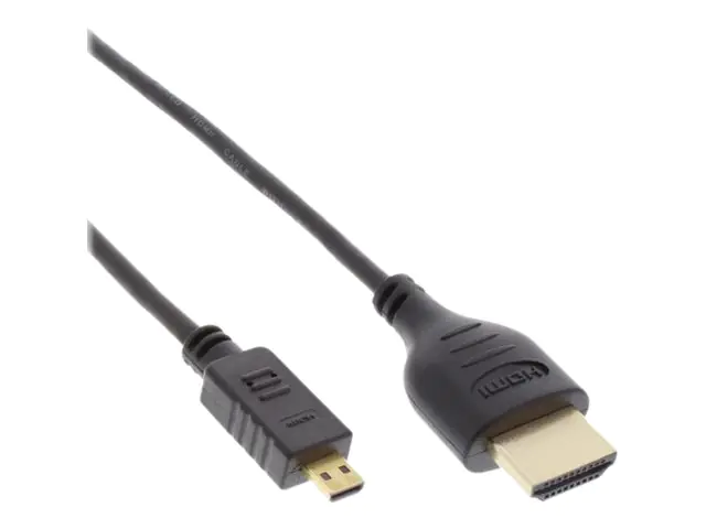 InLine - HDMI-Kabel mit Ethernet - HDMI männlich zu 19 pin micro HDMI Type D männlich - 30 cm - Dreifachisolierung - Schwarz - geformt, 4K Unterstützung InLine - HDMI-Kabel mit Ethernet - HDMI männlich zu 19 pin micro HDMI Type D männlich - 30 cm - Dreifachisolierung - Schwarz - geformt, 4K Unterstützung