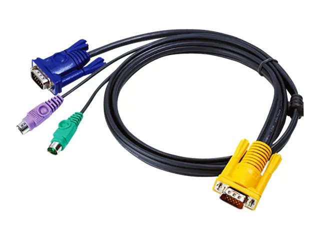 ATEN - Tastatur- / Video- / Maus- (KVM-) Kabel - 15 pin D-Sub (DB-15) (M) zu PS/2, HD-15 (VGA) (M) - 3 m - für KVM on the NET CS1708, CS1716; MasterView ACS-1208, ACS-1216; Slideaway ACS1208, ACS1216