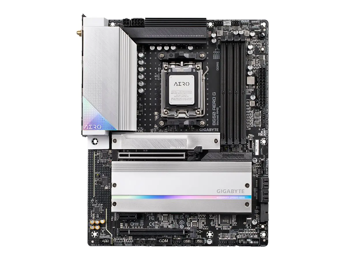 Gigabyte B650 AERO G - 1.0 - Motherboard - ATX - Socket AM5 - AMD B650 Chipsatz - USB 3.2 Gen 2, USB-C 3.2 Gen2, USB 3.2 Gen 1, USB-C 3.2 Gen 2x2 - 2.5 Gigabit LAN, Wi-Fi 6E, Bluetooth - Onboard-Grafik (CPU erforderlich)