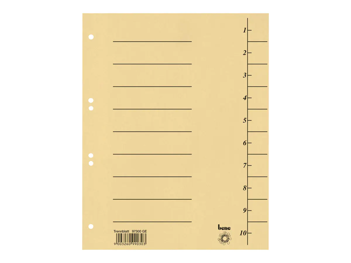 Bene Trennblatt DIN A4 Karton gelb 100 St./Pack.