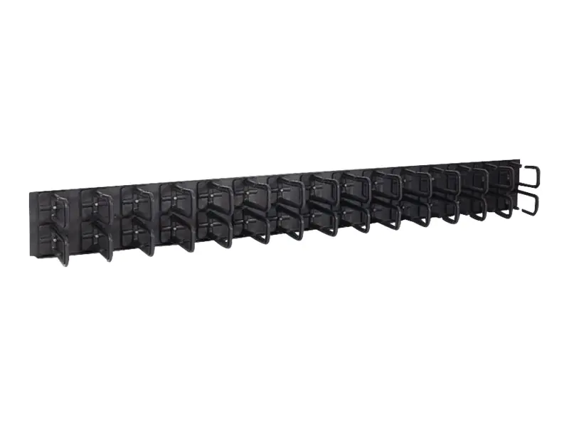 Inter-Tech - Kabelmanagementplatte mit Ringen - Schwarz, RAL 9005 - 1U - 48.3 cm (19") (Packung mit 2)