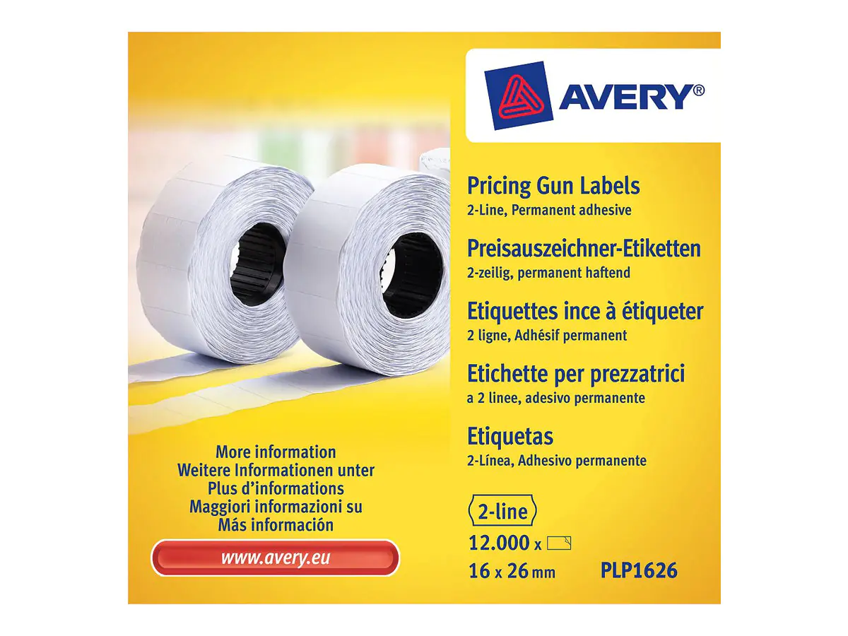 Avery Zweckform Avery PLP1626 - Papier - permanenter Klebstoff - weiß - 26 x 16 mm 12000 Etikett(en) (10 Rolle(n)