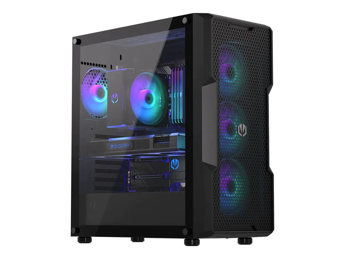 Endorfy Regnum 400 ARGB - PC-Gehäuse - ATX - Seitenteil mit Fenster (gehärtetes Glas) - keine Spannungsversorgung (ATX) - Schwarz - USB/Audio