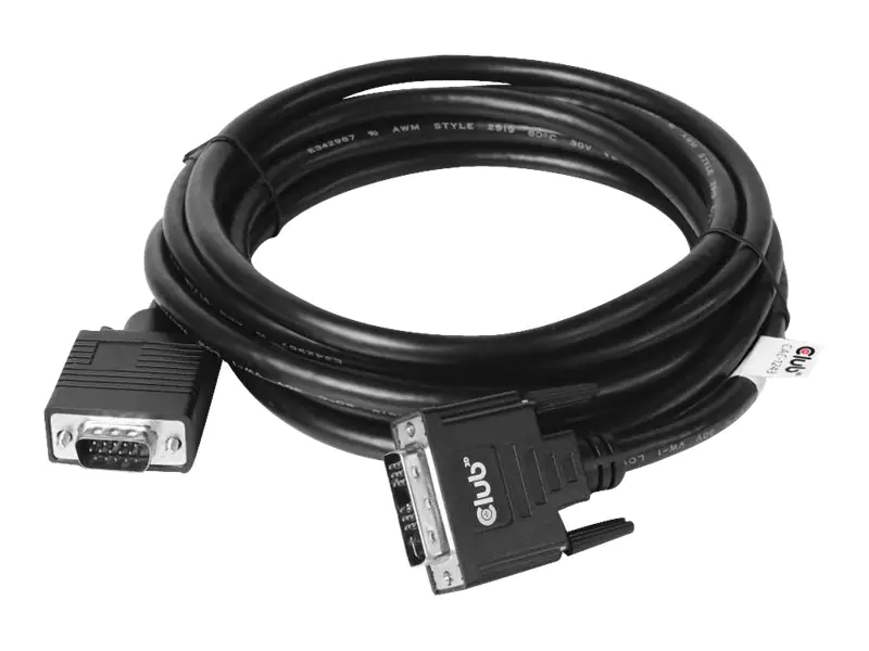 Club 3D - Adapterkabel - DVI-A (M) zu HD-15 (VGA) (M) - 3 m - Daumenschrauben, hauchvergoldete Kontakte