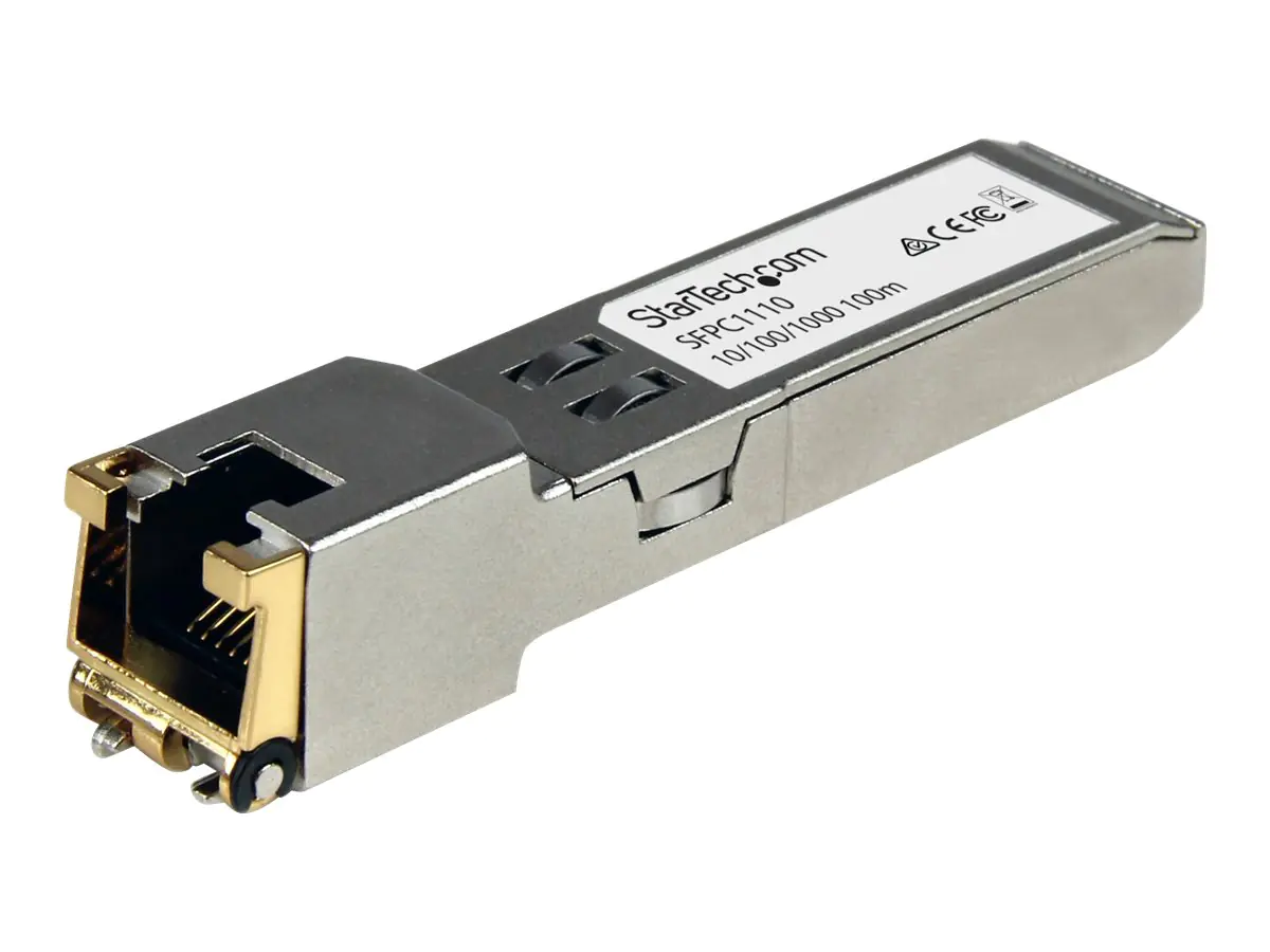 StarTech Cisco kompatibles Gigabit RJ45 Kupfer SFP Transceiver Modul - Mini-GBIC - SFP (Mini-GBIC)-Transceiver-Modul - 1GbE - 1000Base-TX - RJ-45 - bis zu 100 m - für P/N: MCM1110SFP