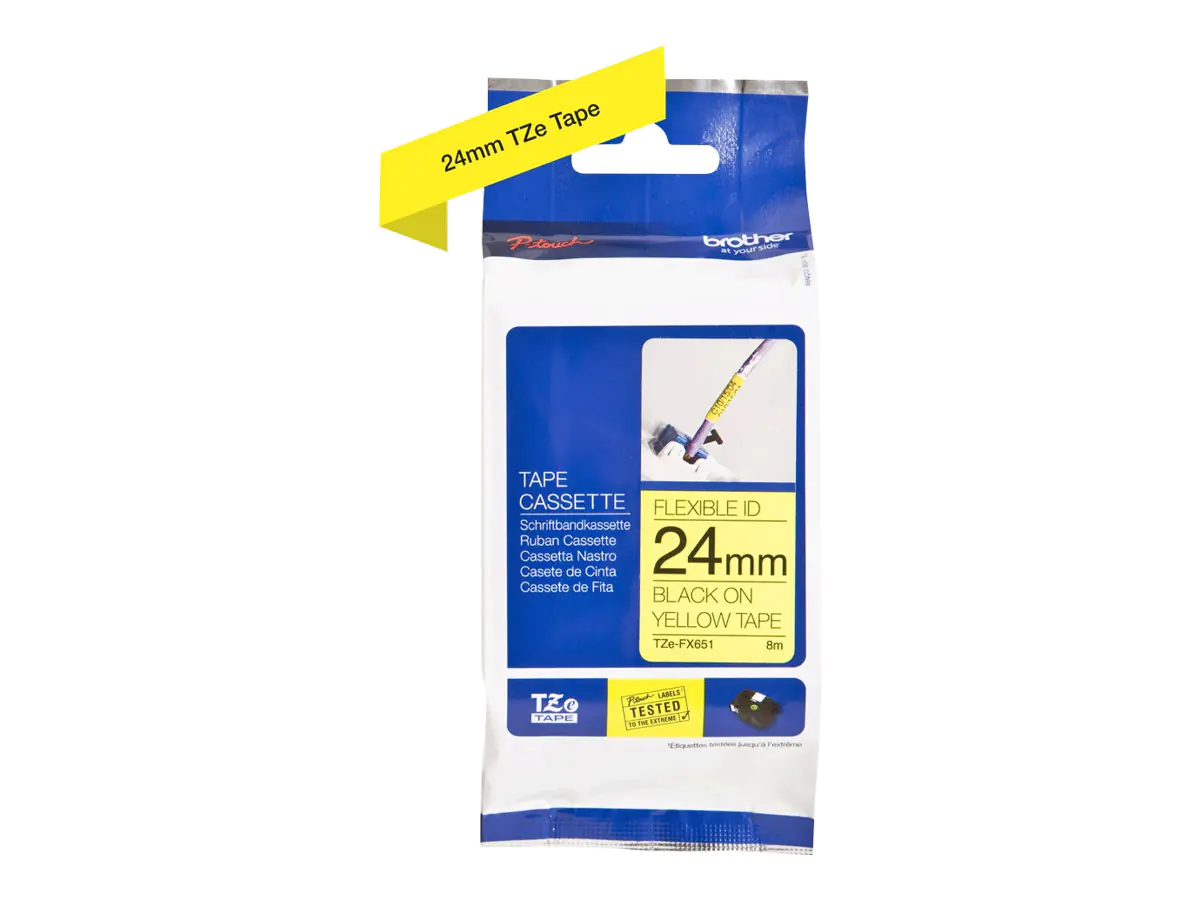 Brother TZe-FX651 - Schwarz auf Gelb - Rolle (2,4 cm x 8 m) 1 Kassette(n) Flexitape - für Brother PT-D600; P-Touch PT-3600, D610, D800, E550, P750, P900, P950; P-Touch EDGE PT-P750 Brother TZe-FX651 - Schwarz auf Gelb - Rolle (2,4 cm x 8 m) 1 Kassette(n) Flexitape - für Brother PT-D600; P-Touch PT-3600, D610, D800, E550, P750, P900, P950; P-Touch EDGE PT-P750