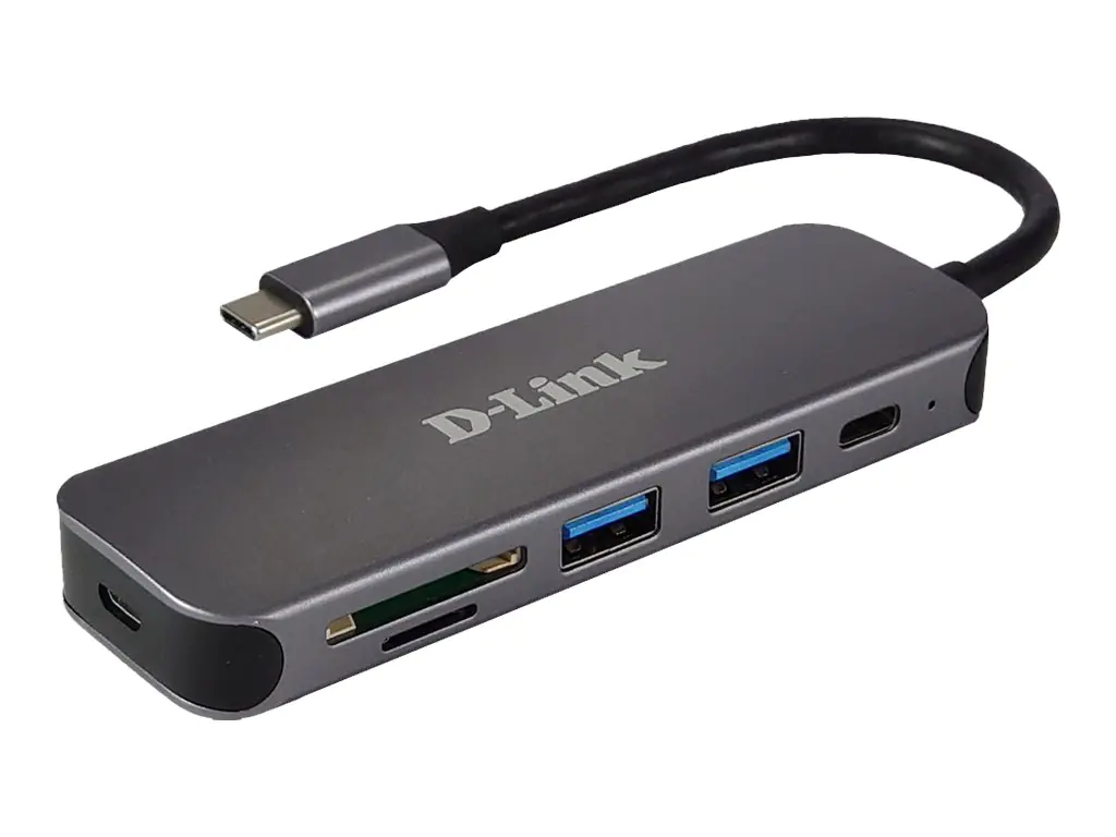 D-Link DUB-2325 - Hub - mit Kartenlesegerät - 2 x SuperSpeed USB 3.0 + 1 x USB-C - Desktop