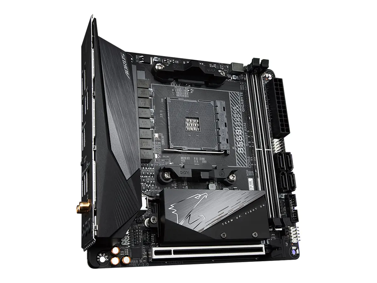 Gigabyte B550I AORUS PRO AX - 1.0 - Motherboard - Mini-ITX - Socket AM4 - AMD B550 Chipsatz - USB-C Gen2, USB 3.2 Gen 1, USB 3.2 Gen 2 - 2.5 Gigabit LAN, Bluetooth, Wi-Fi - Onboard-Grafik (CPU erforderlich) - HD Audio (8-Kanal)