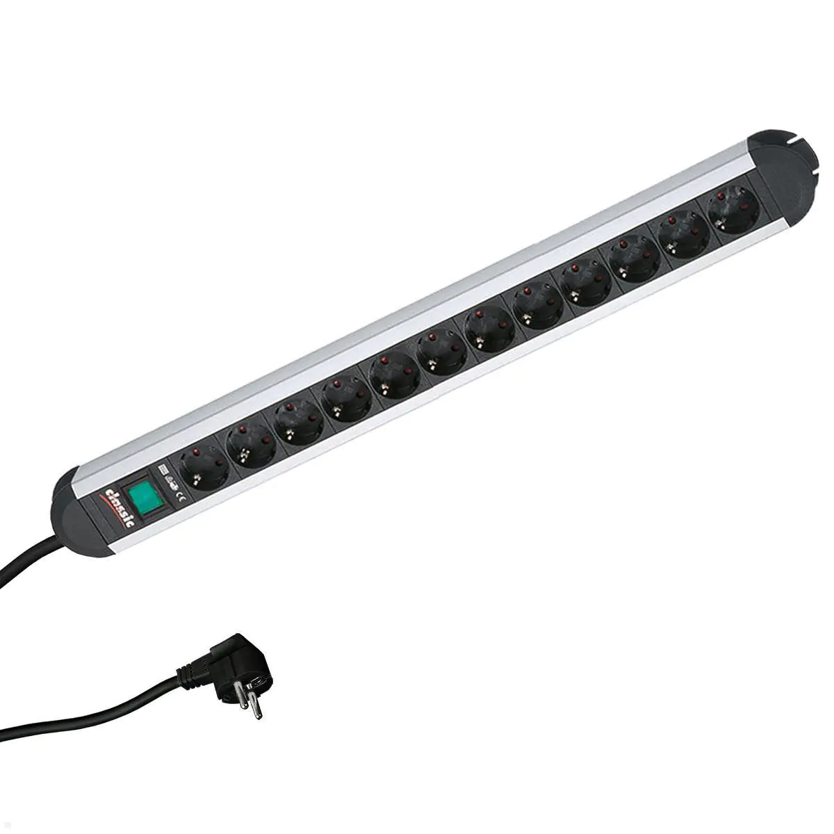 Bachmann PRIMO Steckdosenleiste 12-fach, 2,0m, schwarz/alu, mit Schalter