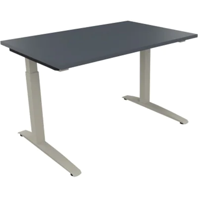 Schreibtisch Kufe Einzels. Quadrat B1200xT800xH650-850 si/Lavagrau Schreibtisch Kufe Einzels. Quadrat B1200xT800xH650-850 si/Lavagrau