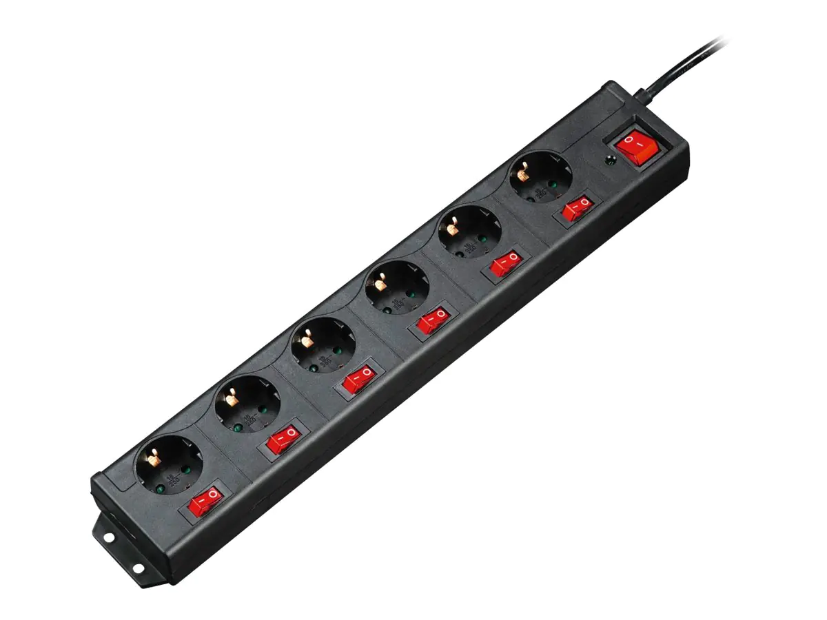 Hama "6+1", XL - Steckdosenleiste - 230 V - 3500 Watt - Ausgangsanschlüsse: 6 (CEE 7/4) - 1.4 m - Schwarz