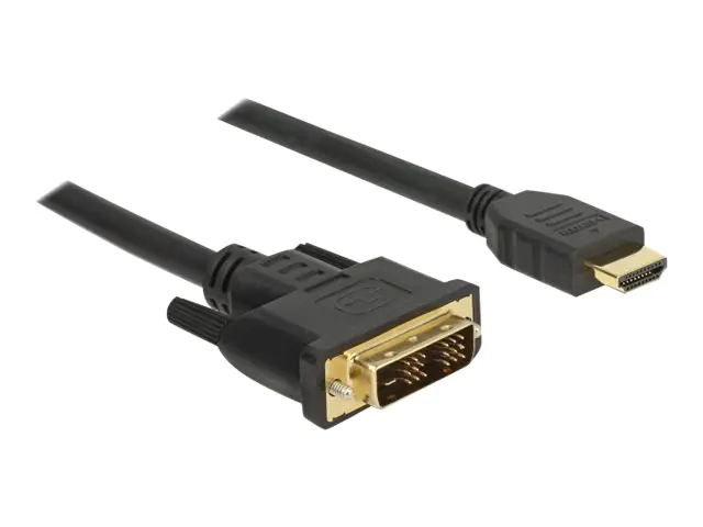 Delock - Adapterkabel - Single Link - DVI-D männlich zu HDMI männlich - 2 m - Dreifachisolierung - Schwarz - Daumenschrauben