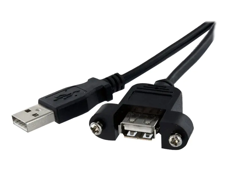 StarTech 60cm USB A Blendenmontage Kabel Bu/St - USB Verlängerungskabel - Einbaubuchsen Kabel Verlängerung - USB-Verlängerungskabel - USB (W) zu USB (M) - 60 cm - geformt, Daumenschrauben - Schwarz - für P/N: UUSBOTG