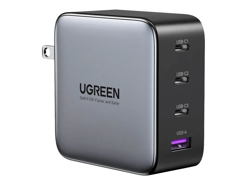 Ugreen Netzteil - 100 Watt - 5 A - PD 3.0, QC 4.0+ - 4 Ausgabeanschlussstellen (3 x USB-C, USB) 40747