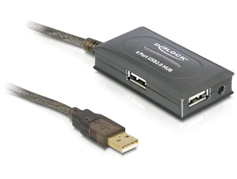 DeLock USB 2.0 Extension Cable 10 m active with 4 port Hub - Hub - 4 x USB 2.0 DeLock USB 2.0 Extension Cable 10 m active with 4 port Hub - Hub - 4 x USB 2.0