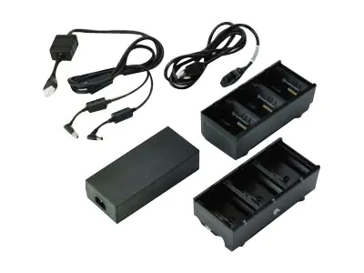 Zebra 3-Slot Battery Charger Connected via Y Cable - Batterieladegerät - Ausgangsanschlüsse: 3 - Großbritannien (Packung mit 2) - für QLn 220, 220 Healthcare, 320, 420; ZQ500 Series ZQ510, ZQ520; ZQ600 Series ZQ610, ZQ620