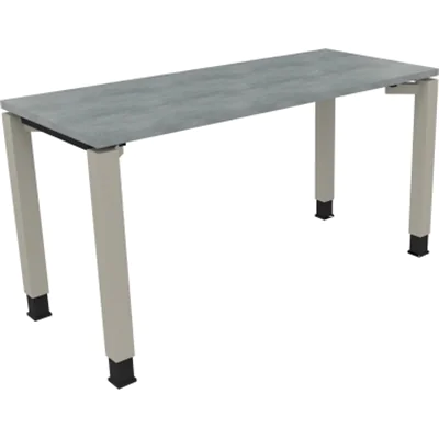 Schreibtisch Vierfuß Quadratrohr B1400xT600xH680-820 si/Beton hell
