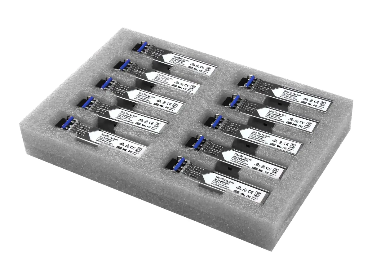 StarTech Gigabit LWL SFP Transceiver Modul - Cisco GLC-LH-SMD kompatibel - SM/MM LC - 10km/550m - Mini GBIC 10er Pack - 1000Base-LX/LH - SFP (Mini-GBIC)-Transceiver-Modul (gleichwertig mit: Cisco GLC-LH-SMD) - GigE - 1000Base-LX, 1000Base-LH - LC - bis zu
