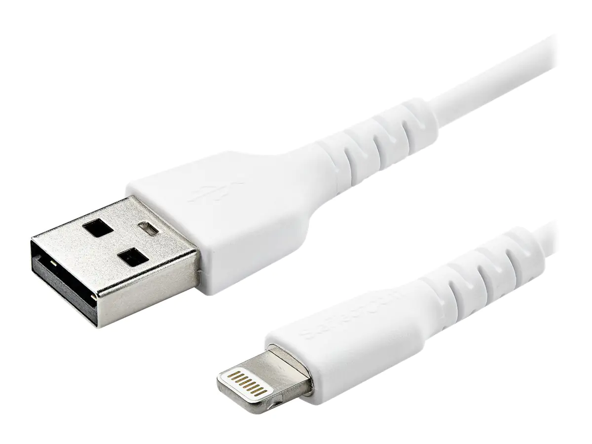 StarTech.com Startech 2m USB-A auf Lightning-Kabel - Hochbelastbare, robuste Aramidfaser - USB Typ-A auf Lightningkabel - Lade-/Synchronisationskabel - Apple MFi-zertifiziert iPad/iPhone 12 - Weiß (RUSBLTMM2M)