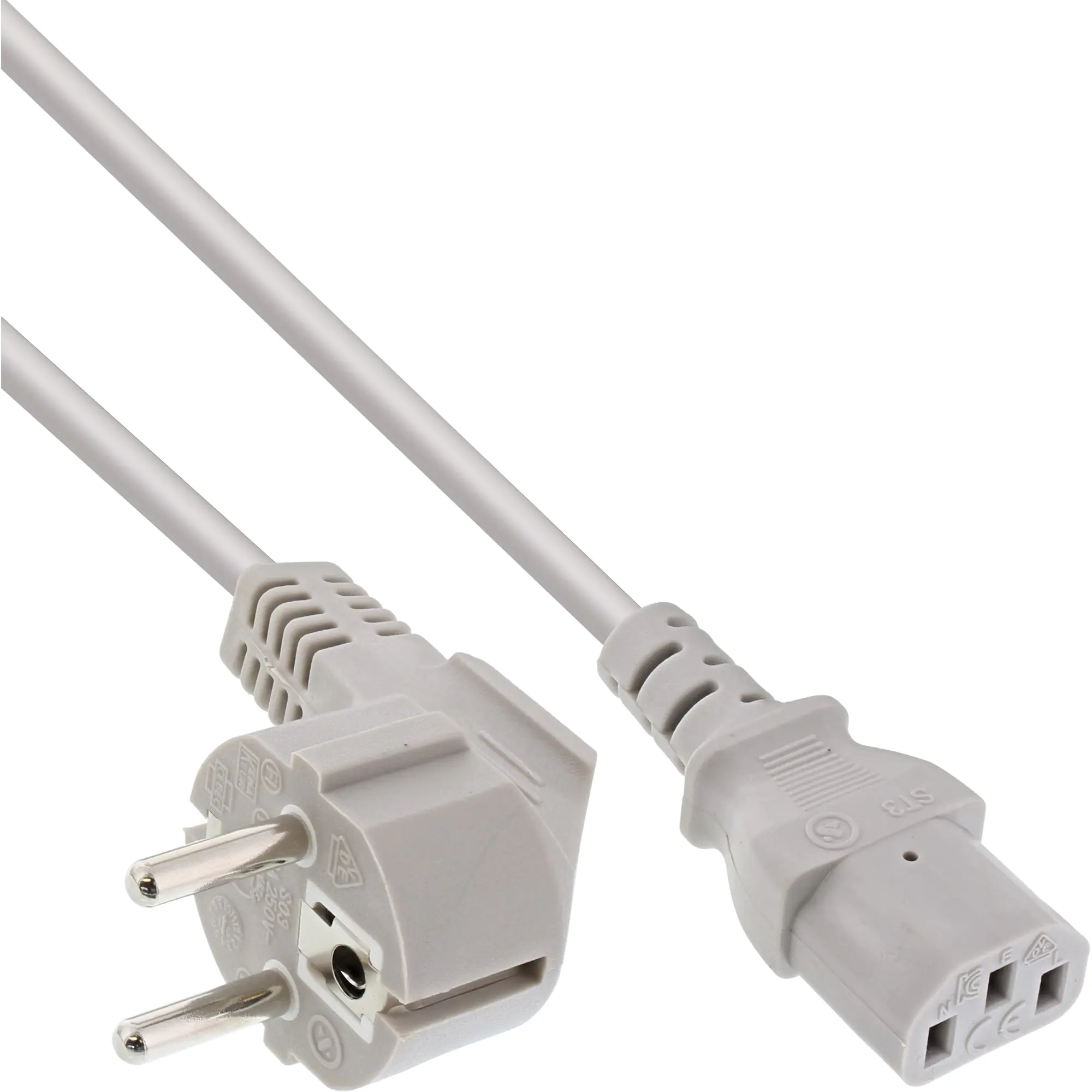 InLine - Stromkabel - power CEE 7/7 (M) zu power IEC 60320 C13 - 1.5 m - 90° Stecker - Grau InLine - Stromkabel - power CEE 7/7 (M) zu power IEC 60320 C13 - 1.5 m - 90° Stecker - Grau