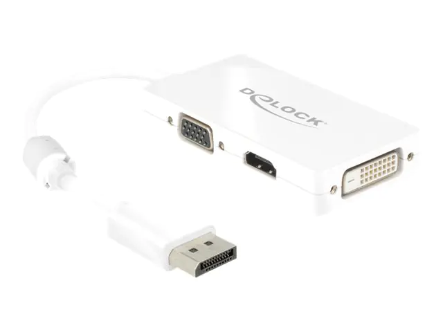 Delock - DisplayPort-Adapter - DisplayPort (M) zu HD-15 (VGA), HDMI, DisplayPort (W) - 16 cm - weiß Delock - DisplayPort-Adapter - DisplayPort (M) zu HD-15 (VGA), HDMI, DisplayPort (W) - 16 cm - weiß