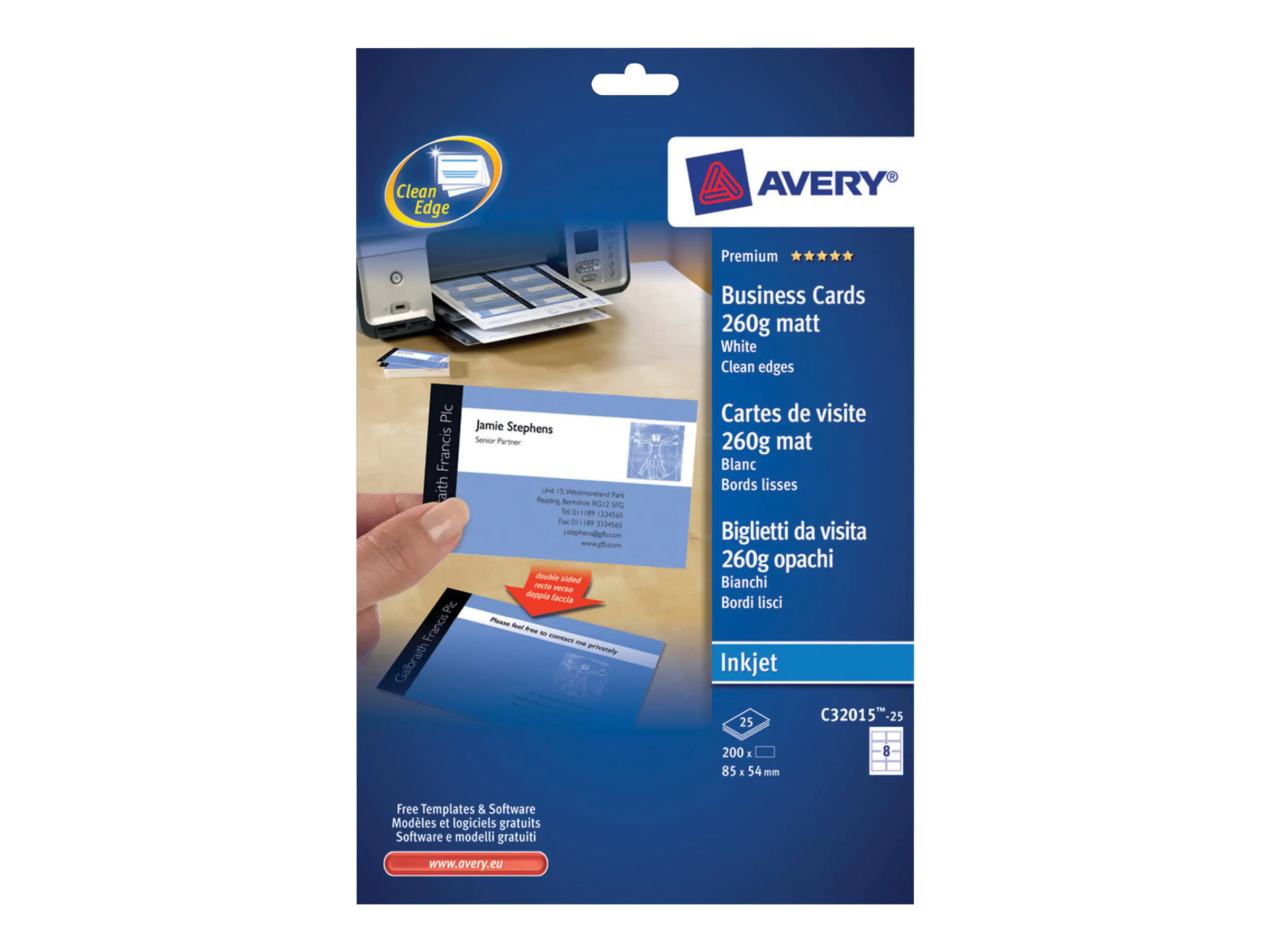 Avery Zweckform Avery Quick&Clean - Matt - weiß - 220 g/m² C32015-25