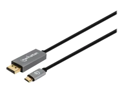 Manhattan USB-C to DisplayPort 1.4 Cable, 8K@60Hz, 3m, Male to Male, Black, Three Year Warranty, Polybag - USB/DisplayPort-Adapter - 24 pin USB-C (M) zu DisplayPort (M) - Thunderbolt 3 / DisplayPort 1.4 - 300 V - 3 m - Support von 4K 120 Hz, Support von 8