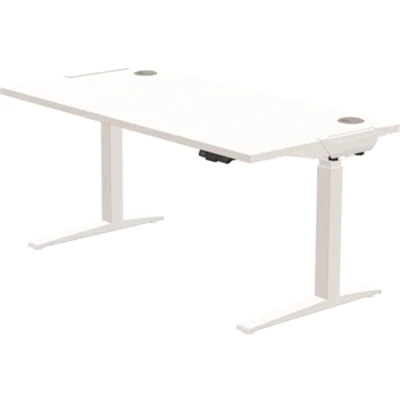 Fellowes® Schreibtisch Levado™ Maße: 1.600 x 640-1.260 x 800 mm (B x H x T) Spanplatte weiß