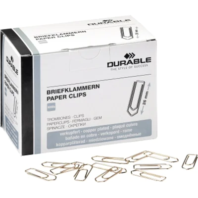 DURABLE Büroklammer spitze Form 26mm Metall kupfer 1.000 St./Pack.