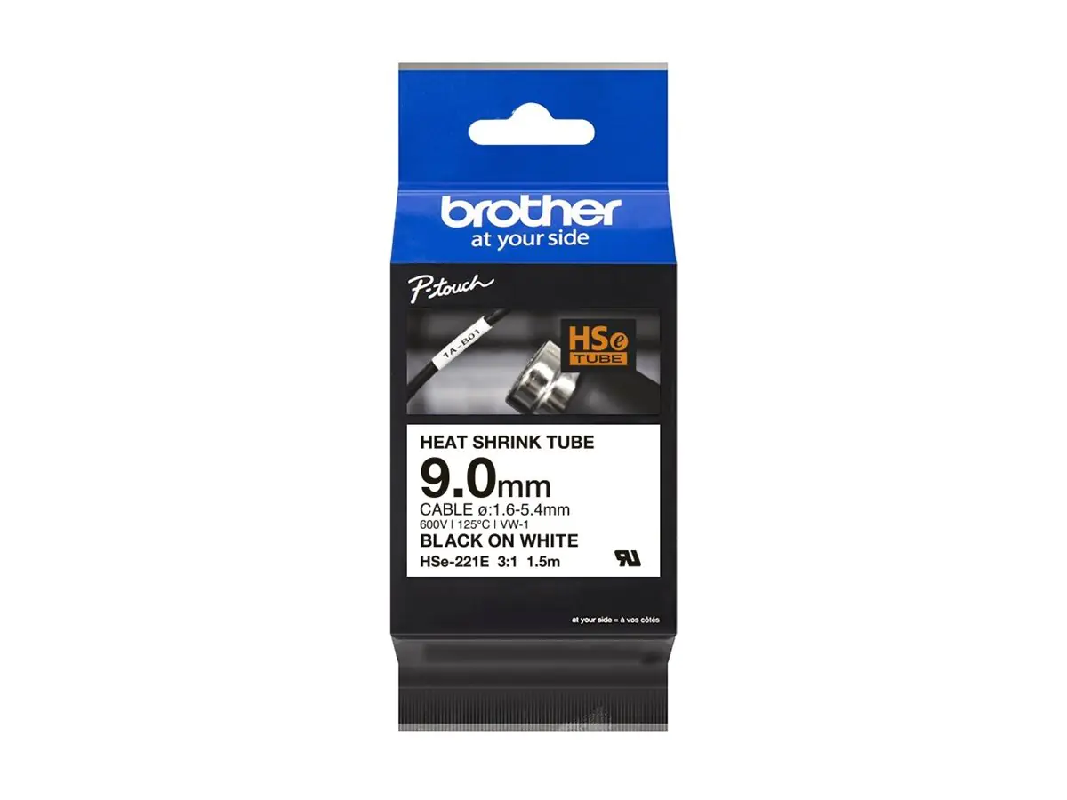 Brother HSe-221E - Schwarz auf Weiß - Roll (0,9 cm x 1,5 m) HSE221E