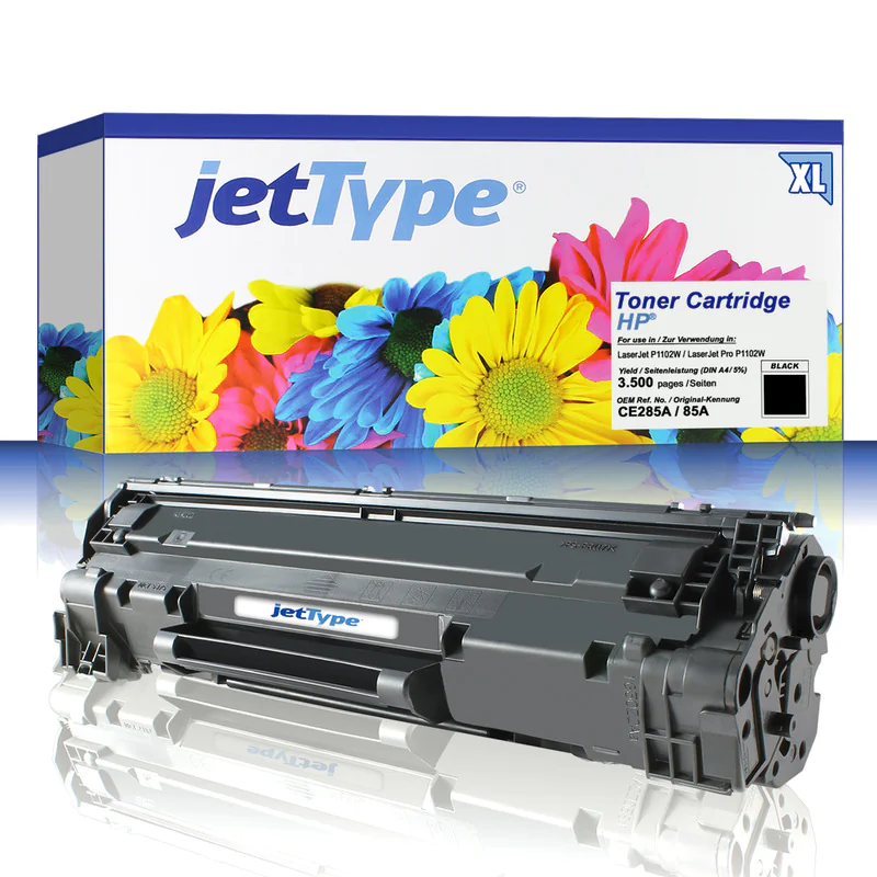 jetType Toner kompatibel zu HP CE285A 85A schwarz 3.500 Seiten Große Füllmenge 1 Stück