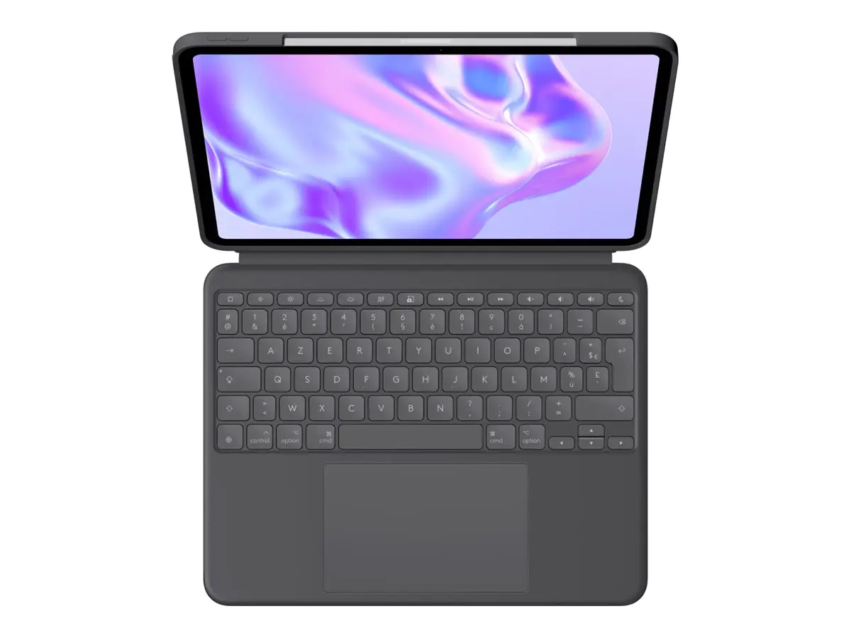 Logitech Combo Touch - Tastatur und Foliohülle - mit Trackpad - hinterleuchtet - Apple Smart connector - AZERTY - Französisch - Graphite - für Apple 13-inch iPad Pro (M4) 920-012663