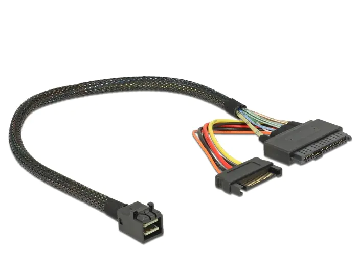 Delock Internes SAS-Kabel - SFF-8643 (M) zu SATA-Stromstecker, U.2 (SFF-8639) 84823