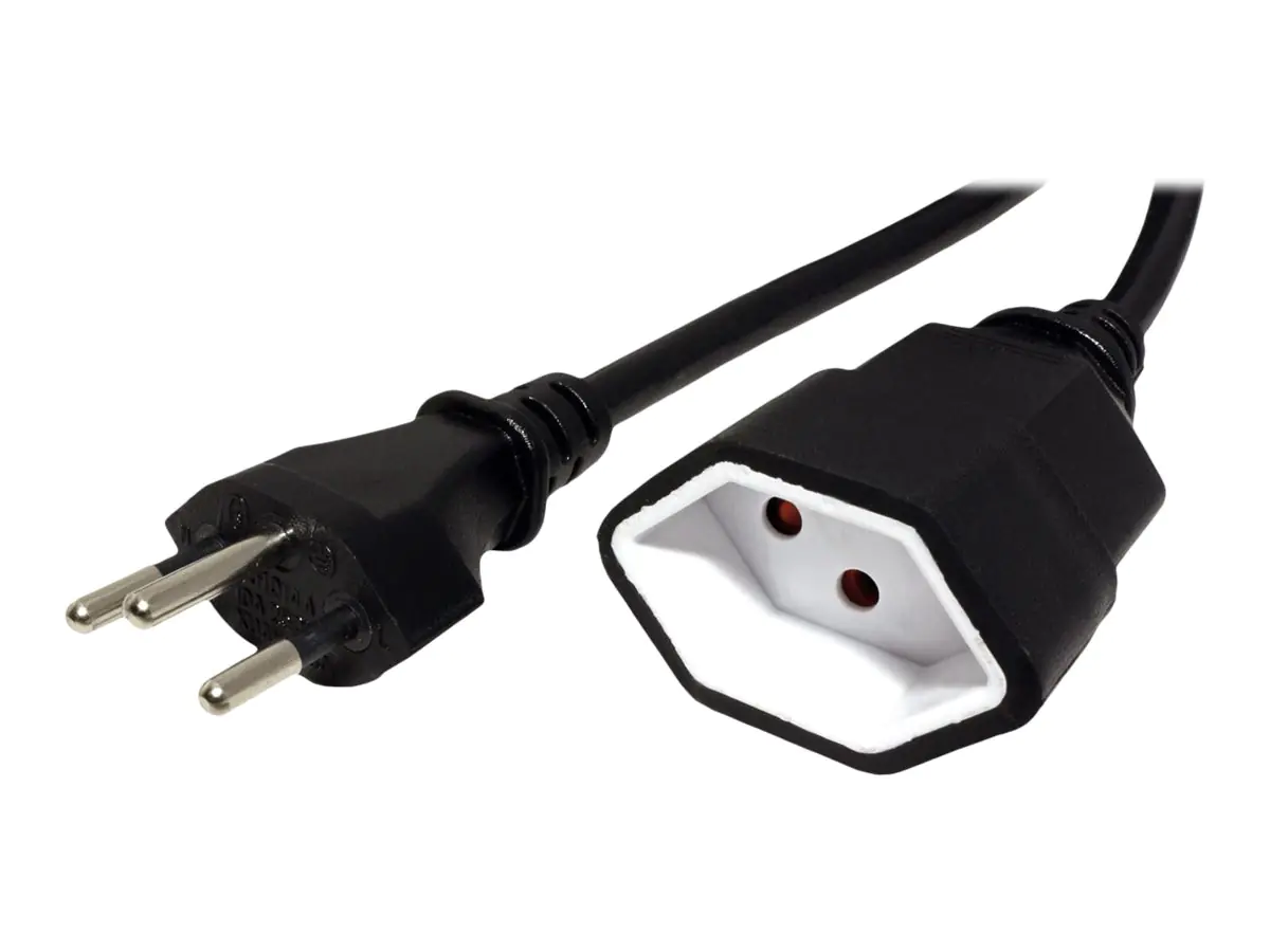 VALUE - Spannungsversorgungs-Verlängerungskabel - Typ 12 (M) zu Typ 13 (W) - Wechselstrom 250 V - 10 A - 3 m - Schwarz