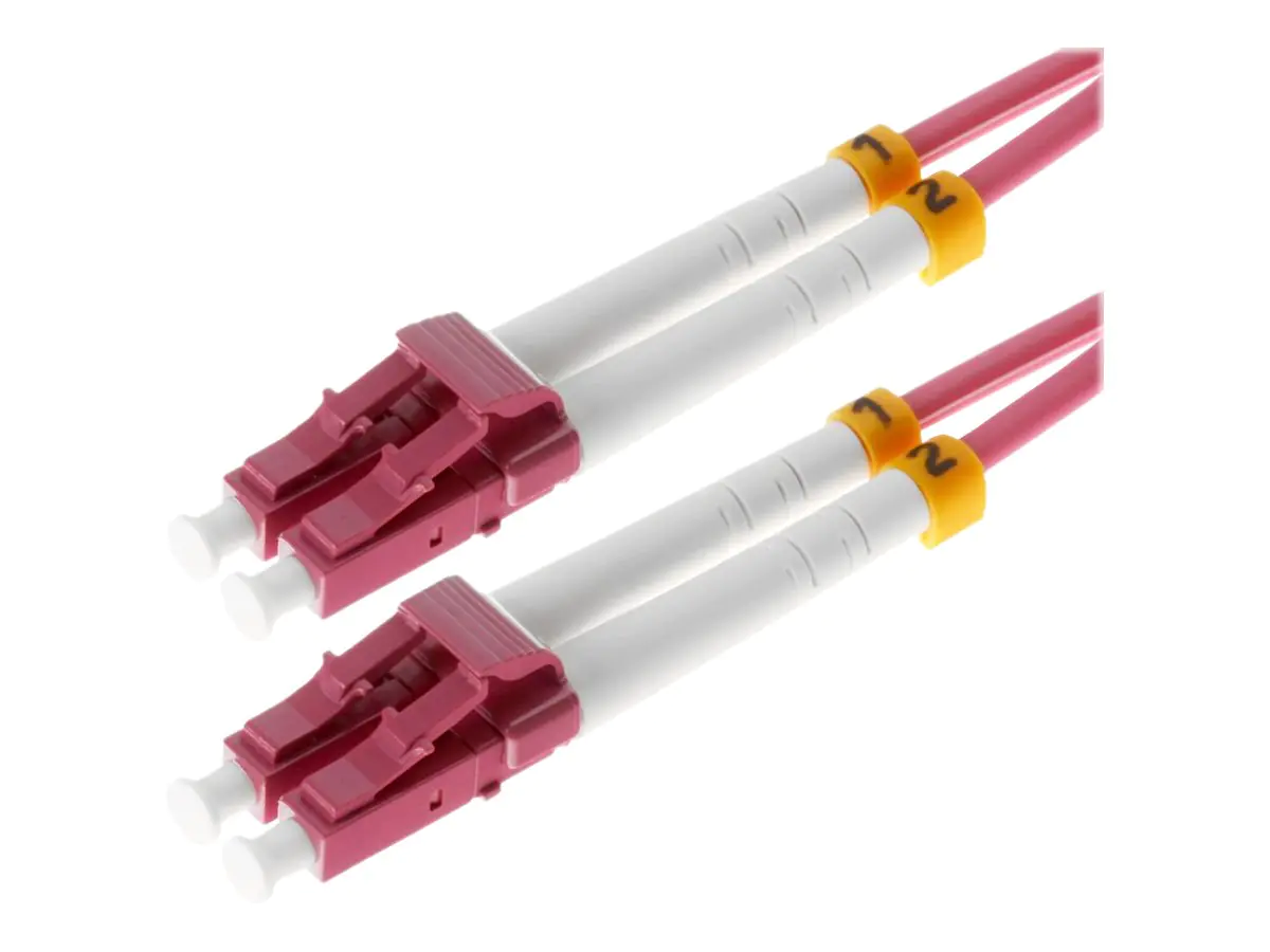 Helos - Patch-Kabel - LC Multi-Mode (M) bis LC Multi-Mode (M) - 7.5 m - Glasfaser - Duplex - 50/125 Mikrometer - OM4 - Erikaviolett Helos - Patch-Kabel - LC Multi-Mode (M) bis LC Multi-Mode (M) - 7.5 m - Glasfaser - Duplex - 50/125 Mikrometer - OM4 - Erikaviolett