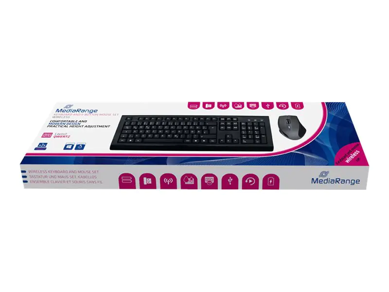 MediaRange MROS104 - Tastatur-und-Maus-Set - kabellos - Schwarz