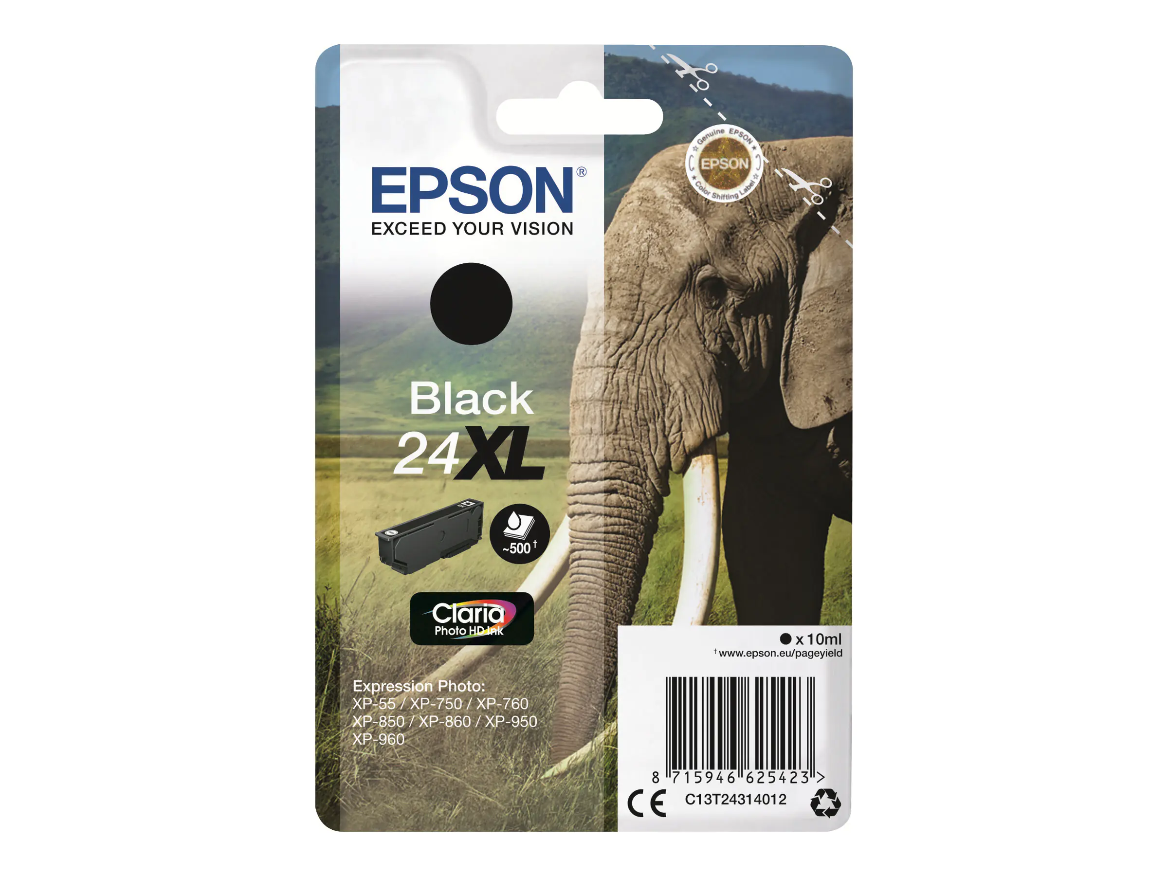 Epson 24XL - 10 ml - XL - Schwarz - Original - Tintenpatrone - für Expression Photo XP-55, 750, 760, 850, 860, 950, 960, 970; Expression Premium XP-750, 850 Epson 24XL - 10 ml - XL - Schwarz - Original - Tintenpatrone - für Expression Photo XP-55, 750, 760, 850, 860, 950, 960, 970; Expression Premium XP-750, 850