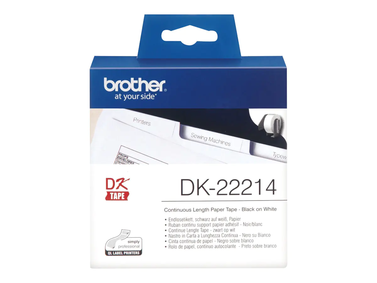 Brother Endlosetikettenrolle DK22214 12mmx30,48m Papier weiß