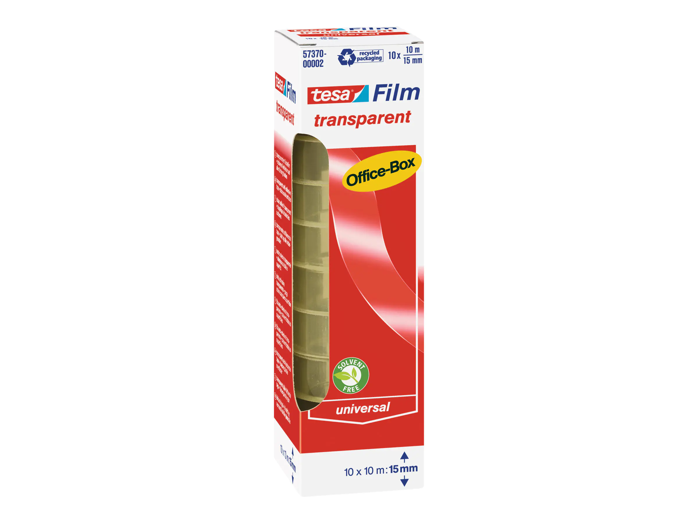 Tesa Tesafilm - Büro-Klebeband - 15 mm x 10 m - Polypropylenfolie - transparent (Packung mit 10) 57370-00002-02
