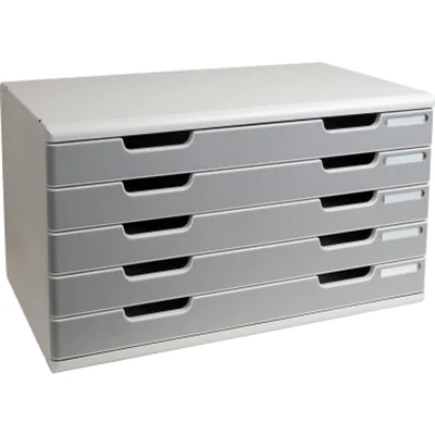 Exacompta Schubladenbox MODULO 5 Schubladen DIN A3+ Polystyrol Gehäusefarbe: lichtgrau Farbe der Schublade: steingrau Exacompta Schubladenbox MODULO 5 Schubladen DIN A3+ Polystyrol Gehäusefarbe: lichtgrau Farbe der Schublade: steingrau