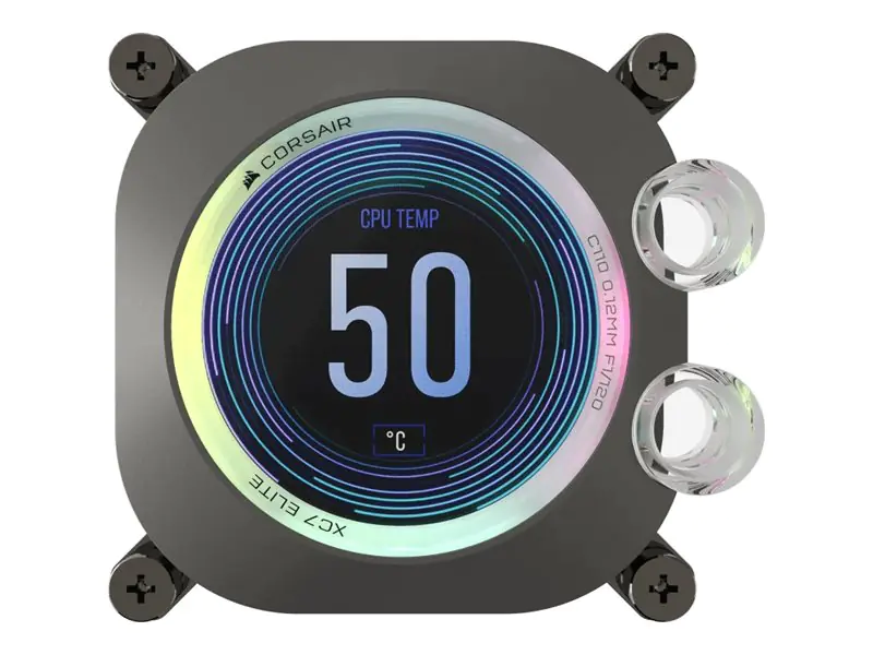 CORSAIR iCUE XC7 RGB ELITE LCD - Flüssigkühlsystem für CPU im Waterblock-Design - (für: AM4, LGA1700, AM5) - Nickelbeschichtete Kupferbasis - stealth gray