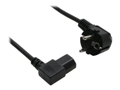 InLine - Stromkabel - power IEC 60320 C13 zu power CEE 7/7 (M) - 50 cm - 90° Stecker, links-gewinkelter Stecker - Schwarz